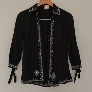 Flamenco black blouse with beads M